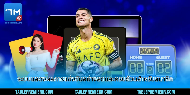 ระบบแสดงผลการแข่งขันอย่างสดและครบถ้วนสำหรับสมาชิก